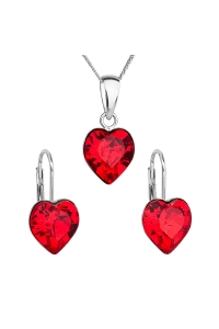 Obrázok pre Evolution Group Sada šperkov s krištáľmi Swarovski náušnice, retiazka a prívesok červené srdce 39141.3
