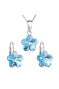 Obrázok pre Evolution Group Sada šperkov s krištáľmi Swarovski náušnice, retiazka a prívesok modrý kvietok 39143.3