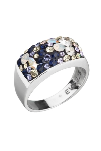 Obrázok pre Evolution Group Strieborný prsteň s krištáľmi Swarovski mix farieb fialová 35014.3