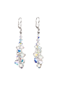 Obrázok pre Evolution Group Strieborné náušnice visiace s krištáľmi Swarovski AB efekt hrozno 31182.2