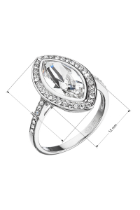Obrázok pre Evolution Group Strieborný prsteň s krištáľmi Swarovski biely ovál 35050.1