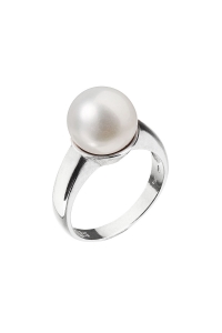Obrázok pre Evolution Group Strieborný prsteň s bielou riečnou perlou 25001.1