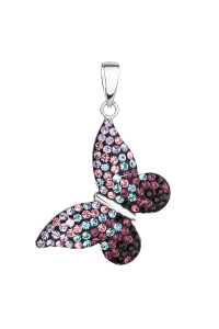 Obrázok pre Evolution Group Strieborný prívesok s krištáľmi Swarovski mix farieb motýľ 34192.3 magic violet
