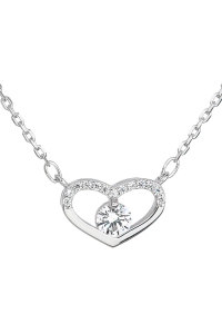 Obrázok pre Evolution Group Strieborný náhrdelník so zirkónom biele srdce 12008.1