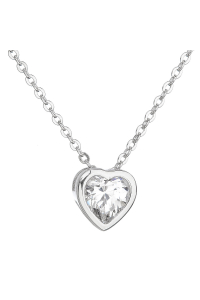 Obrázok pre Evolution Group Strieborný náhrdelník so zirkónom biele srdce 12020.1