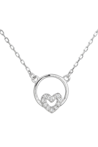 Obrázok pre Evolution Group Strieborný náhrdelník so zirkónom biele srdce 12021.1