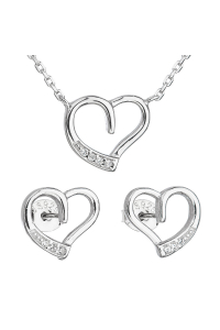 Obrázok pre Evolution Group Sada šperkov so zirkónom náušnice a náhrdelník biele srdce 19009.1