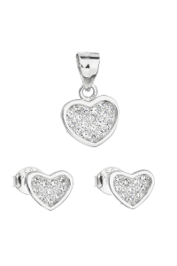 Obrázok pre Evolution Group Sada šperkov so zirkónom náušnice a prívesok biele srdce 19011.1