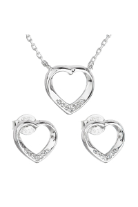 Obrázok pre Evolution Group Sada šperkov so zirkónom náušnice a náhrdelník biele srdce 19019.1
