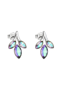 Obrázok pre Evolution Group Strieborné náušnice kôstka s krištáľmi Swarovski zelená kytička 31266.5