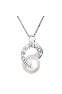 Obrázok pre Evolution Group Strieborný náhrdelník s perlou Swarovski biely okrúhly 32048.1