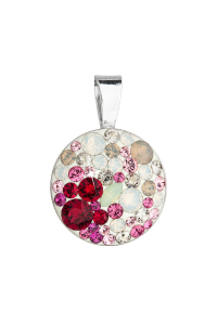 Obrázok pre Evolution Group Strieborný prívesok s krištáľmi Swarovski červený okrúhly 34225.3 cherry