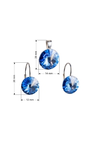 Obrázok pre Evolution Group Sada šperkov s krištáľmi Swarovski náušnice a prívesok modré okrúhle 39012.3