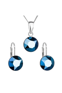 Obrázok pre Evolution Group Sada šperkov s krištáľmi Swarovski náušnice, retiazka a prívesok modré okrúhle 39140.5 metalic blue