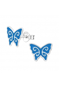 Obrázok pre Detské strieborné náušnice napichovacie - Motýle modré
