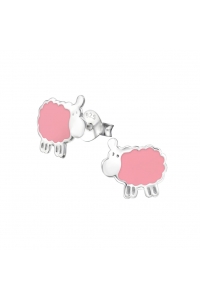 Obrázok pre Detské strieborné náušnice napichovacie Ovce ružové