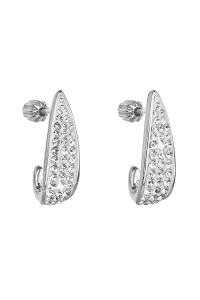 Obrázok pre Strieborné náušnice visiace s krištáľmi Swarovski biely polkruh 31173.1