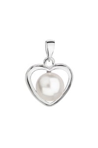 Obrázok pre Strieborný prívesok s bielou perlou srdce 34246.1