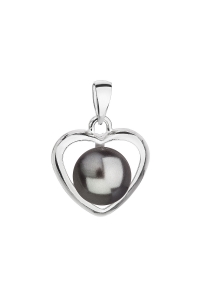 Obrázok pre Strieborný prívesok s šedou perlou srdce 34246.3