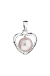 Obrázok pre Strieborný prívesok s ružovou perlou srdce 34246.3