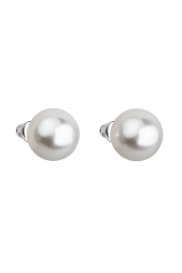 Obrázok pre Náušnice bižutéria so Swarovski perlou biele okrúhle 71069.1