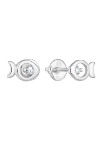 Obrázok pre Strieborné náušnice kôstka so zirkónom biela rybička 11286.1