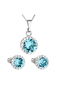 Obrázok pre Sada šperkov s krištálmi Swarovski náušnice, retiazka a prívesok modré okrúhle 39352.3