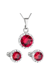 Obrázok pre Sada šperkov s krištálmi Swarovski náušnice, retiazka a prívesok červené okrúhle 39352.3