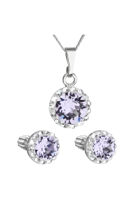 Obrázok pre Sada šperkov s krištálmi Swarovski náušnice, retiazka a prívesok fialové okrúhle 39352.3 violet