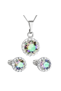 Obrázok pre Sada šperkov s krištálmi Swarovski náušnice,retiazka a prívesok zelené fialové okrúhle 39352.5 paradise shine