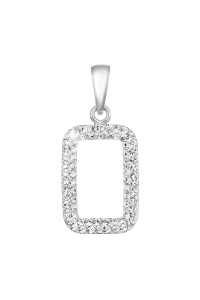 Obrázok pre Strieborný prívesok s krištálmi Swarovski biely obdĺžnik 74072.1