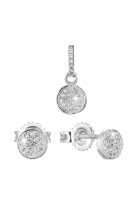 Obrázok pre Sada šperkov so zirkónom náušnice a privesok biele okrúhle 19028.1