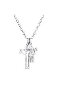 Obrázok pre Strieborný náhrdelník so zirkónom biely krížik 12012.1