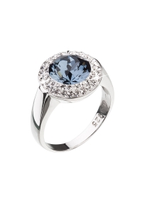 Obrázok pre Strieborný prsteň s krištáľmi Swarovski modrý okrúhlý 35026.3