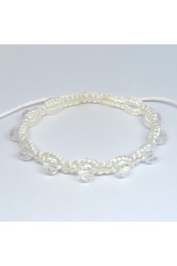 Obrázok pre Náramok pletený biely s brúsenými korálkami