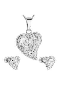 Obrázok pre Sada šperkov s krištálmi Swarovski náušnice,retiazka a prívesok biele srdce 39170.1