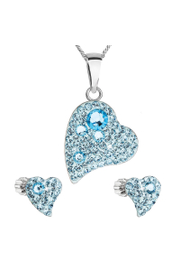 Obrázok pre Sada šperkov s krištálmi Swarovski náušnice,retiazka a prívesok modrá srdce 39170.3