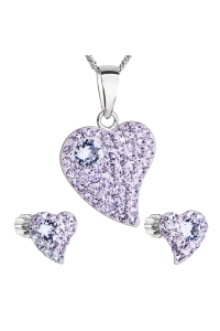 Obrázok pre Sada šperkov s krištálmi Swarovski náušnice,retiazka a prívesok fialové srdce 39170.3