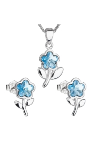 Obrázok pre Sada šperkov s krištálmi Swarovski náušnice,retiazka a prívesok modrá kytička 39172.3
