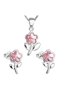Obrázok pre Sada šperkov s krištálmi Swarovski náušnice,retiazka a prívesok ružová kytička 39172.3 light rose