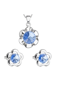 Obrázok pre Sada šperkov s krištálmi Swarovski náušnice,retiazka a prívesok modrá kytička 39173.3