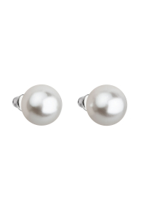 Obrázok pre Náušnice bižutéria so Swarovski perlou biele okrúhle 71070.1