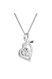 Obrázok pre Strieborný náhrdelník so Swarovski kryštálmi srdce biele 32071.1