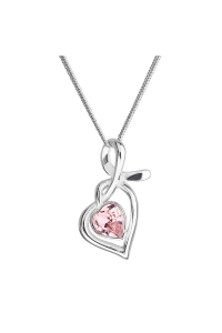 Obrázok pre Strieborný náhrdelník so Swarovski kryštálmi srdce ružové 32071.3