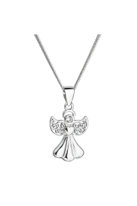 Obrázok pre Strieborný náhrdelník anjel so Swarovski kryštálmi biely 32077.1
