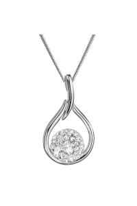Obrázok pre Strieborný náhrdelník so Swarovski kryštálmi kvapka 32075.1 biela