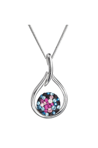 Obrázok pre Strieborný náhrdelník so Swarovski kryštálmi kvapka 32075.4 galaxy 