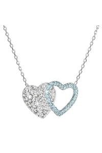Obrázok pre Strieborný náhrdelník dvojité srdce so Swarovski kryštálmi 32079.1 modré