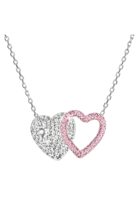 Obrázok pre Strieborný náhrdelník dvojité srdce so Swarovski kryštálmi 32079.1 ružové