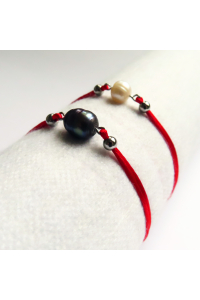 Obrázok pre Náramok šnúrkový červený Perla riečna - farba na výber